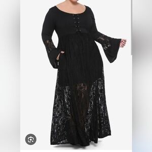 Hot Topic Skull Lace Bell Sleeve Lace Up Dress 2XL